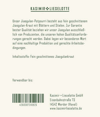 Kasimir und Lieselotte – Jiaogulan Potpourri Tee 100 g, A-Nr.: 5176531 - 03