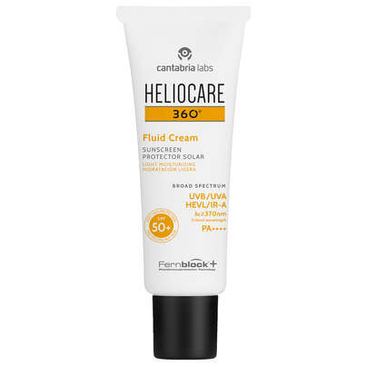 Sie sehen eine Packung Heliocare 360° Fluid Cream SPF 50, Produktbild: 01 Heliocare 360° Fluid Cream SPF 50, A-Nr.: 4240959 - 01