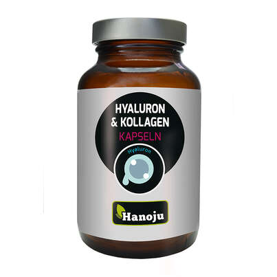 Sie sehen eine Packung Hanoju Hyaluronsäure + Kollagen Kapseln, Produktbild: 01 Hanoju Hyaluronsäure + Kollagen Kapseln, A-Nr.: 4255582 - 01