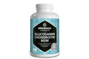 Sie sehen eine Packung Vitamaze Glucosamin + Chondroitin + MSM, Produktbild: 01 Vitamaze Glucosamin + Chondroitin + MSM, A-Nr.: 5179498 - 01
