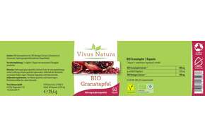 Sie sehen eine Packung Bio Granatapfel Kapseln, Produktbild: 01 Bio Granatapfel Kapseln, A-Nr.: 5758813 - 01