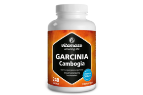 Sie sehen eine Packung Vitamaze Garcinia Cambogia +Cholin, Produktbild: 01 Vitamaze Garcinia Cambogia +Cholin, A-Nr.: 5179624 - 01