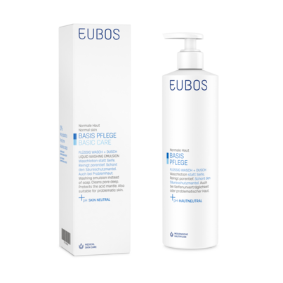 Eubos Wasch und Dusch flüssig blau 400ml mit Spender, A-Nr.: 1672374 - 05