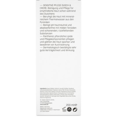 Sie sehen eine Packung Eubos Sensitiv Dusch und Creme 200ml, Produktbild: 04 Eubos Sensitiv Dusch und Creme 200ml, A-Nr.: 1733259 - 04