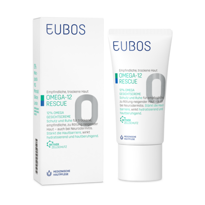 Sie sehen eine Packung Eubos Omega 12% Gesichtscreme 50 ml, Produktbild: 06 Eubos Omega 12% Gesichtscreme 50 ml, A-Nr.: 3998743 - 06