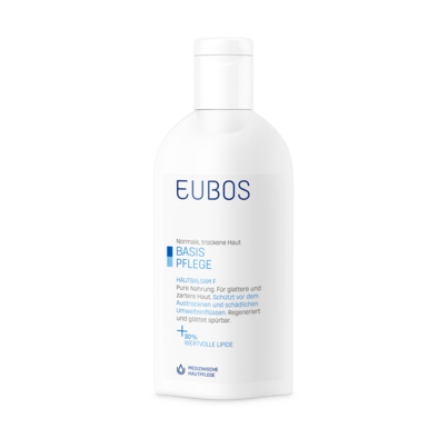 Sie sehen eine Packung Eubos Hautbalsam F 200 ml, Produktbild: 01 Eubos Hautbalsam F 200 ml, A-Nr.: 1672351 - 01