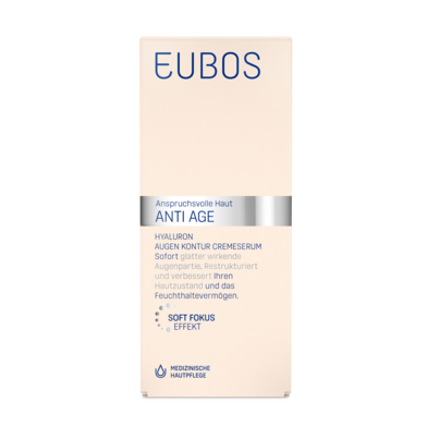 Sie sehen eine Packung Eubos Anti Age Hyaluron Augen Kontur Serum 15ml, Produktbild: 03 Eubos Anti Age Hyaluron Augen Kontur Serum 15ml, A-Nr.: 4006896 - 03