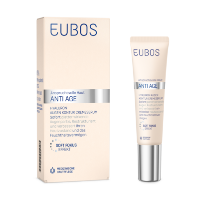 Sie sehen eine Packung Eubos Anti Age Hyaluron Augen Kontur Serum 15ml, Produktbild: 06 Eubos Anti Age Hyaluron Augen Kontur Serum 15ml, A-Nr.: 4006896 - 06