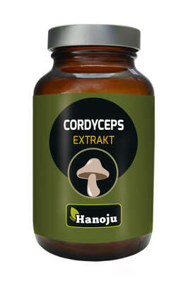 Sie sehen eine Packung Hanoju Cordyceps Pilz Extrakt Tabletten 400mg, Produktbild: 01 Hanoju Cordyceps Pilz Extrakt Tabletten 400mg, A-Nr.: 4384871 - 01