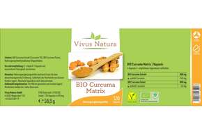 Sie sehen eine Packung Bio Curcuma Matrix Kapseln, Produktbild: 01 Bio Curcuma Matrix Kapseln, A-Nr.: 5758782 - 01
