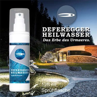 Sie sehen eine Packung DEFEREGGEN HEILWASSER PET-SPRÜHFLASCHE 150 ML, Produktbild: 02 DEFEREGGEN HEILWASSER PET-SPRÜHFLASCHE 150 ML, A-Nr.: 4244377 - 02