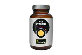 Sie sehen eine Packung Hanoju Coenzyme Q10 250mg + Vitamin C 250mg Kapseln, Produktbild: 01 Hanoju Coenzyme Q10 250mg + Vitamin C 250mg Kapseln, A-Nr.: 4256400 - 01