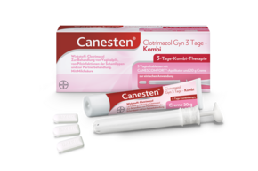 Sie sehen eine Packung Canesten® Clotrimazol Gyn 3 Tage - Kombi, Produktbild: 01 Canesten® Clotrimazol Gyn 3 Tage - Kombi, A-Nr.: 2442771 - 01