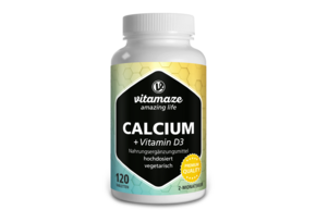Sie sehen eine Packung Vitamaze Calcium 300mg +Vit.D3 200IE vegetarisch, Produktbild: 01 Vitamaze Calcium 300mg +Vit.D3 200IE vegetarisch, A-Nr.: 5273990 - 01