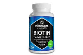 Sie sehen eine Packung Vitamaze Biotin 10mg hochdosiert +Zink u. Selen, Produktbild: 01 Vitamaze Biotin 10mg hochdosiert +Zink u. Selen, A-Nr.: 5179280 - 01