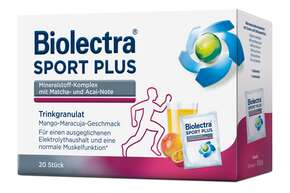 Sie sehen eine Packung Biolectra® SPORT PLUS Trinkgranulat 20 ST, Produktbild: 01 Biolectra® SPORT PLUS Trinkgranulat 20 ST, A-Nr.: 5700156 - 01