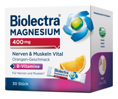 Biolectra® Magnesium 400 mg Nerven &amp; Muskeln Vital Direct Sticks 30 Stück, A-Nr.: 5615048 - 01