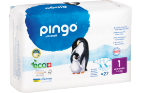 Sie sehen eine Packung Bio Windeln New Born 2-5kg Pinguin – Pingo Swiss, Produktbild: 01 Bio Windeln New Born 2-5kg Pinguin – Pingo Swiss, A-Nr.: 4559514 - 01