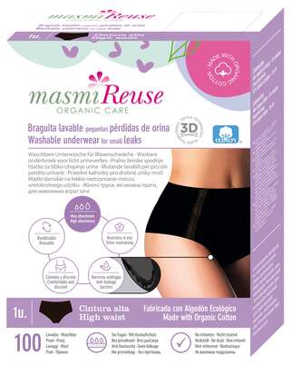 Bio Inkontinenz Maxislip - High Waist - Größe XL - Schwarz - MASMI, A-Nr.: 5777093 - 01