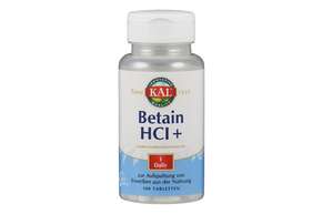 Sie sehen eine Packung Supplementa Betain HCL+ 250mg Tabletten, Produktbild: 01 Supplementa Betain HCL+ 250mg Tabletten, A-Nr.: 5395457 - 01
