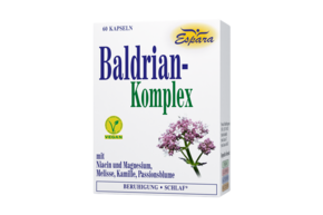 Sie sehen eine Packung Baldrian-Komplex Kapseln, Produktbild: 01 Baldrian-Komplex Kapseln, A-Nr.: 5733150 - 01