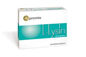 Sie sehen eine Packung Apremia L-Lysin Kapseln, Produktbild: 01 Apremia L-Lysin Kapseln, A-Nr.: 5286248 - 01