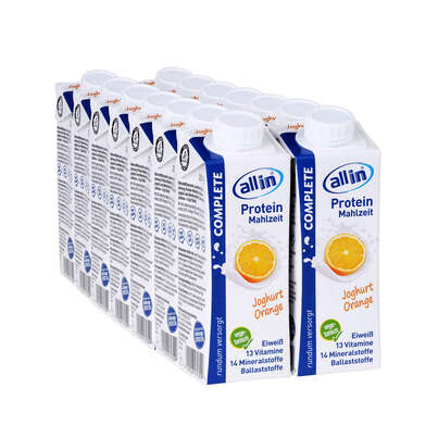 Sie sehen eine Packung all in® COMPLETE Joghurt Orange (14 x 250 ml), Produktbild: 04 all in® COMPLETE Joghurt Orange (14 x 250 ml), A-Nr.: 4907292 - 04