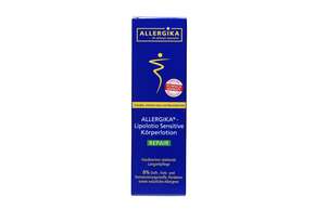 Sie sehen eine Packung ALLERGIKA®- Lipolotio Sensitive Repair 200mL, Produktbild: 01 ALLERGIKA®- Lipolotio Sensitive Repair 200mL, A-Nr.: 3258319 - 01