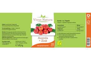 Sie sehen eine Packung Acerola + Zink Kapseln, Produktbild: 01 Acerola + Zink Kapseln, A-Nr.: 5758747 - 01