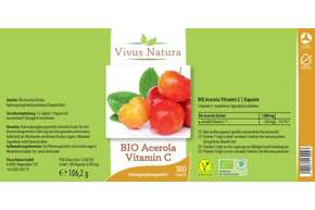 Sie sehen eine Packung Bio Acerola Vitamin C Kapseln, Produktbild: 01 Bio Acerola Vitamin C Kapseln, A-Nr.: 5758753 - 01