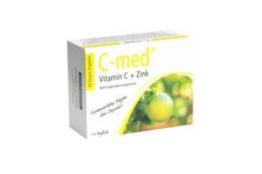Sie sehen eine Packung C-med® Vitamin C + Zink Depot-Kapseln, Produktbild: 01 C-med® Vitamin C + Zink Depot-Kapseln, A-Nr.: 3252989 - 01