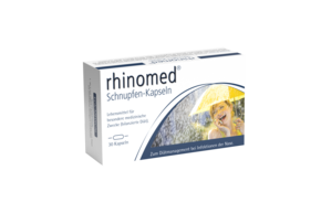 Sie sehen eine Packung rhinomed® Schnupfen-Kapseln, Produktbild: 01 rhinomed® Schnupfen-Kapseln, A-Nr.: 3252972 - 01