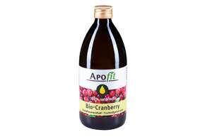 Sie sehen eine Packung APOfit Bio Cranberry Frischpflanzenpreßsaft 500ml, Produktbild: 01 APOfit Bio Cranberry Frischpflanzenpreßsaft 500ml, A-Nr.: 5664472 - 01