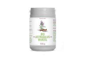 Sie sehen eine Packung BIO Astragalus-Wurzel-Pulver 100% 500g, Produktbild: 01 BIO Astragalus-Wurzel-Pulver 100% 500g, A-Nr.: 5816864 - 01