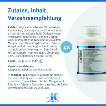 Nutrient Plus Klean Labs Kapseln, A-Nr.: 5598166 - 10