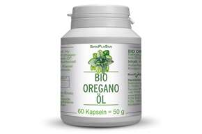 Sie sehen eine Packung Bio Oregano Öl (magensaftresistent) 60 Kapseln, Produktbild: 01 Bio Oregano Öl (magensaftresistent) 60 Kapseln, A-Nr.: 5804111 - 01