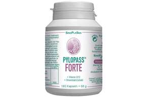 Sie sehen eine Packung Pylopass FORTE 180 Kapseln mit B12 & OBE, Produktbild: 01 Pylopass FORTE 180 Kapseln mit B12 & OBE, A-Nr.: 5246651 - 01