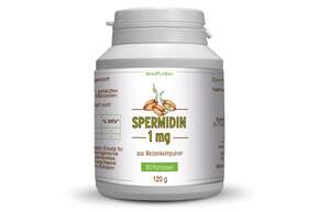 Sie sehen eine Packung Spermidin 1 mg 120 g Pulver, Produktbild: 01 Spermidin 1 mg 120 g Pulver, A-Nr.: 5438735 - 01