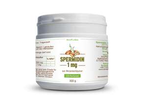 Sie sehen eine Packung Spermidin 1 mg 300 g Pulver, Produktbild: 01 Spermidin 1 mg 300 g Pulver, A-Nr.: 5438729 - 01