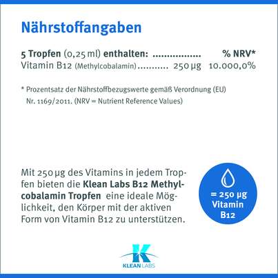 Vitamin B12 Methylcobalamin Klean Labs Tropfen, A-Nr.: 5598143 - 07