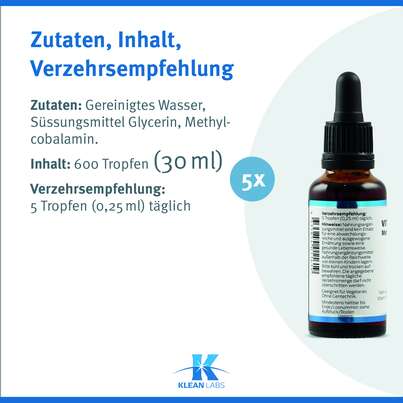 Vitamin B12 Methylcobalamin Klean Labs Tropfen, A-Nr.: 5598143 - 08