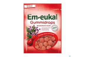 Sie sehen eine Packung Em-eukal Gummidrops Zuckerhaltig Wildkirsche-salbei 90g, Produktbild: 01 Em-eukal Gummidrops Zuckerhaltig Wildkirsche-salbei 90g, A-Nr.: 4517102 - 01