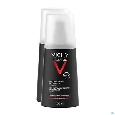 Sie sehen eine Packung Vichy Homme Deodorant/zerstaeuber 2x100 200ml, Produktbild: 01 Vichy Homme Deodorant/zerstaeuber 2x100 200ml, A-Nr.: 4736347 - 01