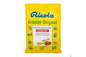 Sie sehen eine Packung Ricola Zuckerfrei Original Kraeuter Beute 75g, Produktbild: 01 Ricola Zuckerfrei Original Kraeuter Beute 75g, A-Nr.: 5627376 - 01