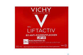 Sie sehen eine Packung Vichy Liftactiv B3 Anti-pigmentflecken Creme Lsf50 50ml, Produktbild: 01 Vichy Liftactiv B3 Anti-pigmentflecken Creme Lsf50 50ml, A-Nr.: 5662504 - 01