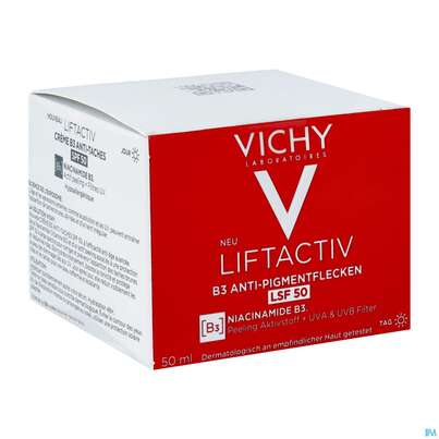 Sie sehen eine Packung Vichy Liftactiv B3 Anti-pigmentflecken Creme Lsf50 50ml, Produktbild: 06 Vichy Liftactiv B3 Anti-pigmentflecken Creme Lsf50 50ml, A-Nr.: 5662504 - 06