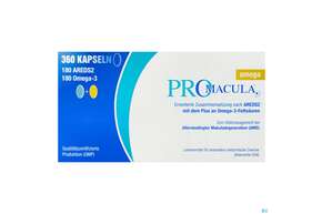 Sie sehen eine Packung Promacula Kapseln Omega 360st, Produktbild: 01 Promacula Kapseln Omega 360st, A-Nr.: 3170843 - 01
