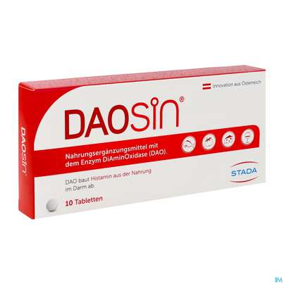 Sie sehen eine Packung Daosin Enzym Diaminooxidase Tabl 10st, Produktbild: 02 Daosin Enzym Diaminooxidase Tabl 10st, A-Nr.: 5389103 - 02