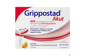 Grippostad Akut Ass/pseudoephedrin 500mg/30mg Gran.z.herst E.susp.z.einn Orange 10st, A-Nr.: 4979742 - 01