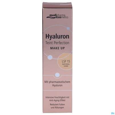 Sie sehen eine Packung Hyaluron Teint Perfection Make-up Natural Sand 30ml, Produktbild: 01 Hyaluron Teint Perfection Make-up Natural Sand 30ml, A-Nr.: 4834765 - 01